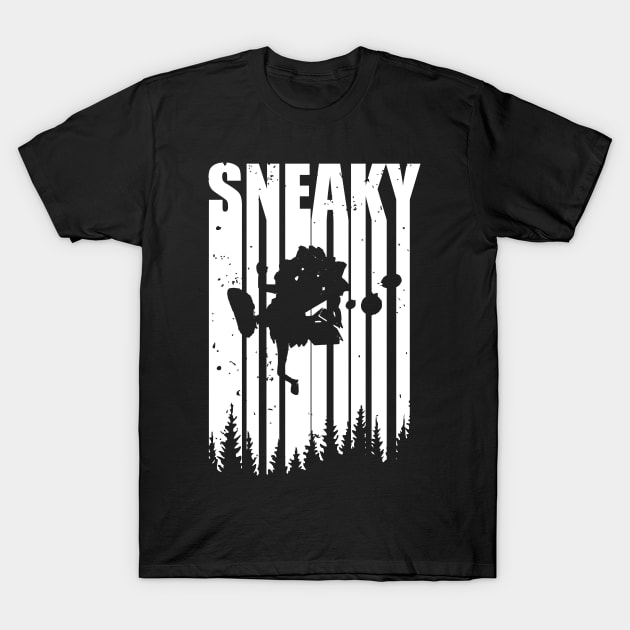 Silhouette Sneaky Sasquatch Who Run Away from People Distressed Cool Typography T-Shirt by itsMePopoi